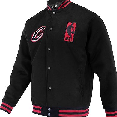 Unisex FISLL Black Cleveland Cavaliers Logoman Shadow Collection Full-Snap Varsity Jacket