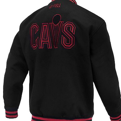 Unisex FISLL Black Cleveland Cavaliers Logoman Shadow Collection Full-Snap Varsity Jacket