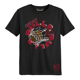 Preschool Mitchell & Ness Black Chicago Bulls In The Net T-Shirt