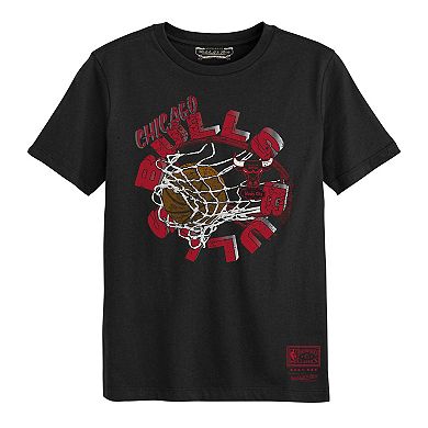 Preschool Mitchell & Ness Black Chicago Bulls In The Net T-Shirt