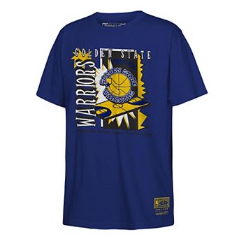 Youth Mitchell & Ness Royal Golden State Warriors Retro '90s Poster T-Shirt