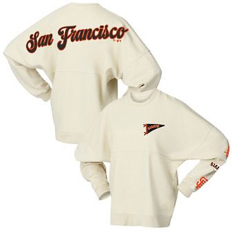 Women's Fanatics Tan San Francisco Giants Pennant Flag Branded Fleece Pullover Sweatshirt