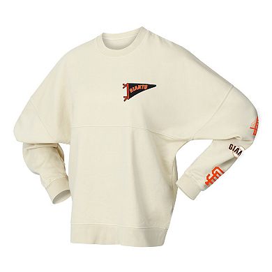 Women's Fanatics Tan San Francisco Giants Pennant Flag Branded Fleece Pullover Sweatshirt