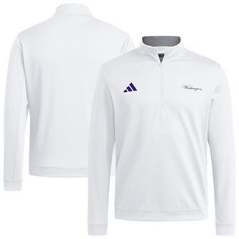 Men's adidas White Washington Huskies Elevated Quarter-Zip Jacket