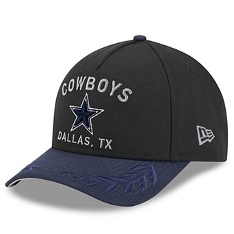 Youth New Era Black/Navy Dallas Cowboys 2025 NFL Draft 9FORTY A-Frame M-Crown Adjustable Hat
