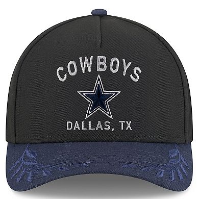 Youth New Era Black/Navy Dallas Cowboys 2025 NFL Draft 9FORTY A-Frame M-Crown Adjustable Hat