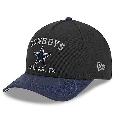 Youth New Era Black/Navy Dallas Cowboys 2025 NFL Draft 9FORTY A-Frame M-Crown Adjustable Hat