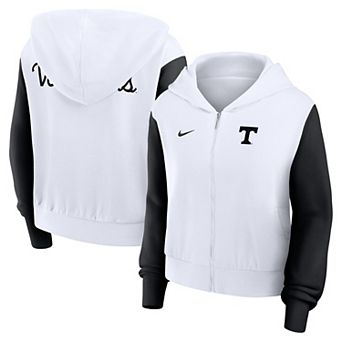 Women's Nike White Tennessee Volunteers Cropped Beyond Capability Color-Block Script Full-Zip Hoodie