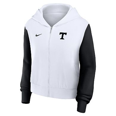 Women's Nike White Tennessee Volunteers Cropped Beyond Capability Color-Block Script Full-Zip Hoodie