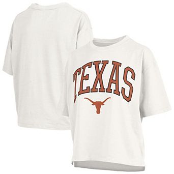Women's Pressbox White Texas Longhorns Nelson Arch Over Logo Waist Length Oversized Slub T-Shirt