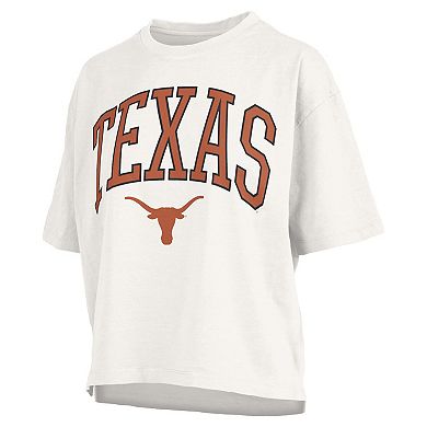 Women's Pressbox White Texas Longhorns Nelson Arch Over Logo Waist Length Oversized Slub T-Shirt