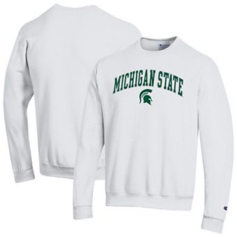 Men's Champion White Michigan State Spartans Arch Over Logo Pullover Sweatshirt