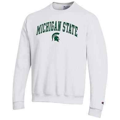 Men's Champion White Michigan State Spartans Arch Over Logo Pullover Sweatshirt