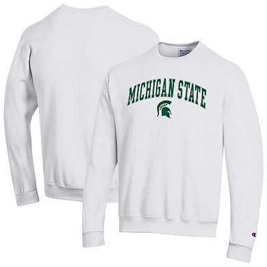 Men's Champion White Michigan State Spartans Arch Over Logo Pullover Sweatshirt