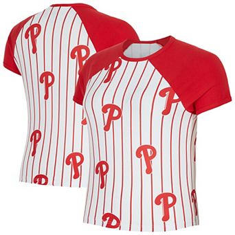 Women's Concepts Sport White Philadelphia Phillies Outbound Pinstripe Raglan T-Shirt