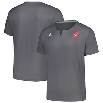 Men's adidas Gray Indiana Hoosiers Dugout Coaches Adizero Notch Neck Pullover Top
