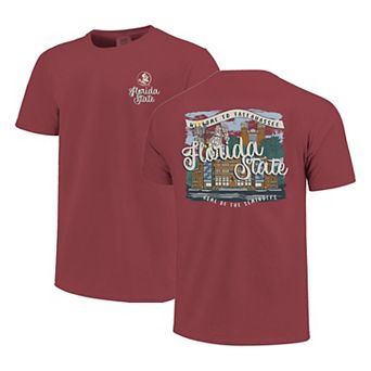 Women's Garnet Florida State Seminoles Comfort Colors Campus Scene Drawing Script T-Shirt