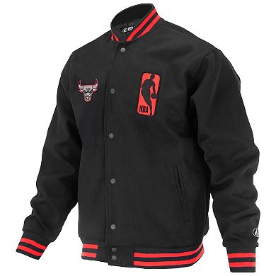 Unisex FISLL Black Chicago Bulls Logoman Shadow Collection Full-Snap Varsity Jacket