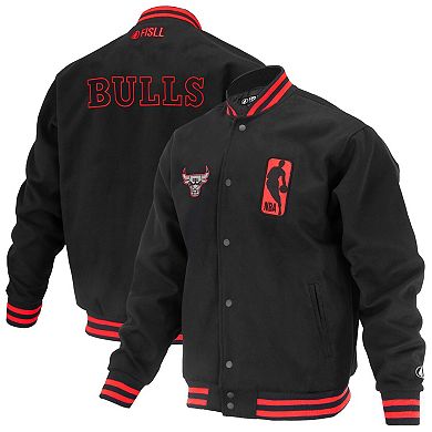 Unisex FISLL Black Chicago Bulls Logoman Shadow Collection Full-Snap Varsity Jacket