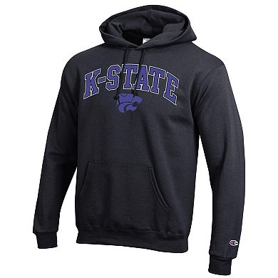 Men's Champion Black Kansas State Wildcats Arch Over Logo Pullover Hoodie