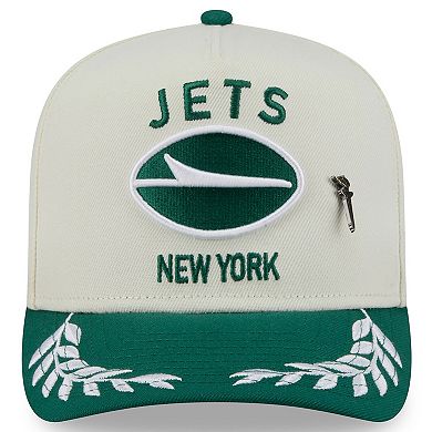 Men's New Era Cream/Green New York Jets 2025 NFL Draft A-Frame 59FIFTY Fitted Hat