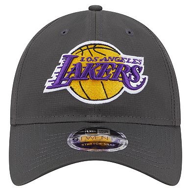 Men's New Era Charcoal Los Angeles Lakers Active Ripstop 9TWENTY Adjustable Hat