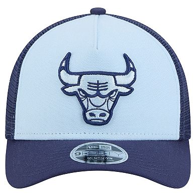 Youth New Era Light Blue Chicago Bulls Colorpack A-Frame 9FORTY Trucker Adjustable Hat