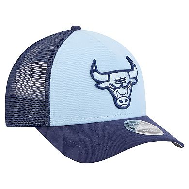 Youth New Era Light Blue Chicago Bulls Colorpack A-Frame 9FORTY Trucker Adjustable Hat