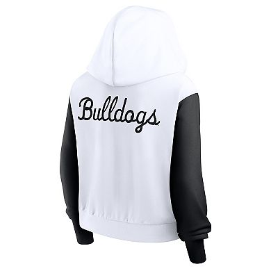 Women's Nike White Georgia Bulldogs Cropped Beyond Capability Color-Block Script Full-Zip Hoodie