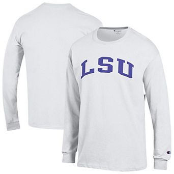 Men's Champion White LSU Tigers Basic Arch Long Sleeve T-Shirt