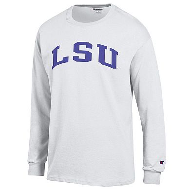 Men's Champion White LSU Tigers Basic Arch Long Sleeve T-Shirt