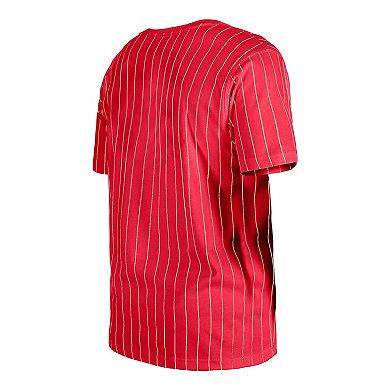 Men's New Era Red Cincinnati Reds Throwback Pinstripe T-Shirt