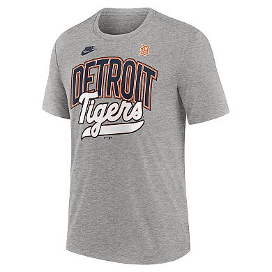 Men's Nike Heather Gray Detroit Tigers Cooperstown Collection Retro Tri-Blend T-Shirt