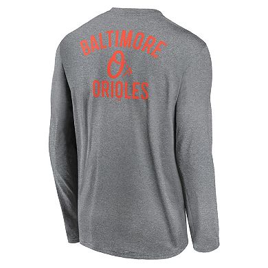 Men's Nike Heather Charcoal Baltimore Orioles 2-Hit Legend Performance Long Sleeve T-Shirt