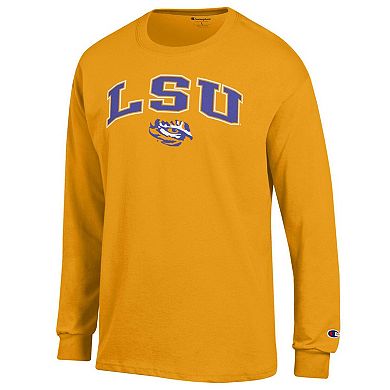 Men's Champion Gold LSU Tigers Arch Over Logo Long Sleeve T-Shirt