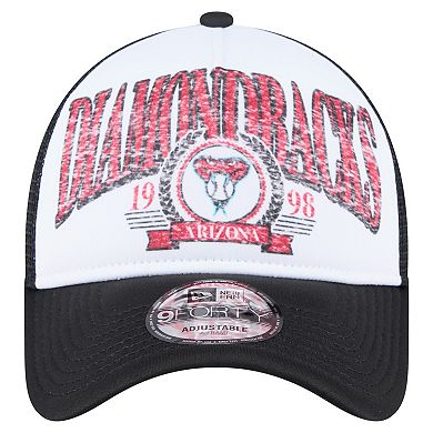 Men's New Era Black Arizona Diamondbacks Distressed 9FORTY A-Frame Adjustable Trucker Hat