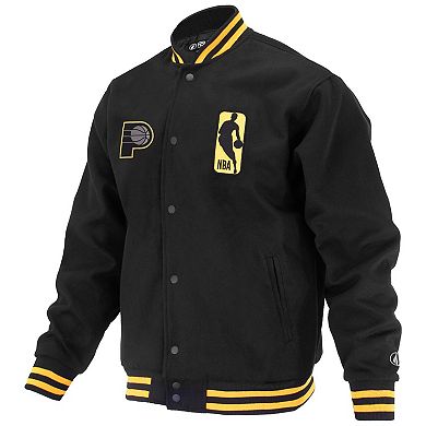 Unisex FISLL Black Indiana Pacers Logoman Shadow Collection Full-Snap Varsity Jacket