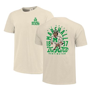 Men's Cream Marshall Thundering Herd Comfort Colors Mascot Overlay T-Shirt