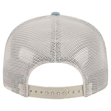 Men's New Era Philadelphia 76ers Adventure Denim Split Panel 9FIFTY Snapback Trucker Hat