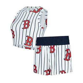 Women's Concepts Sport White Boston Red Sox Pinstripe Record Tank & Short Set