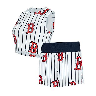 Women's Concepts Sport White Boston Red Sox Pinstripe Record Tank & Short Set