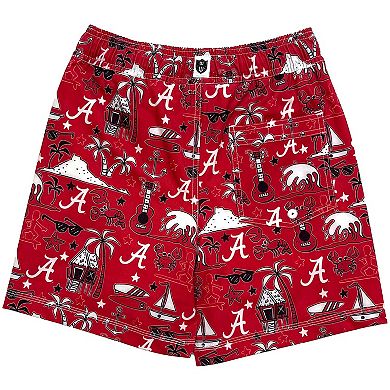 Youth Wes & Willy Crimson Alabama Crimson Tide Luau Swim Trunks
