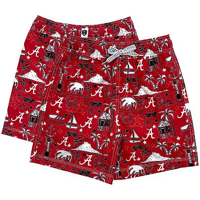 Youth Wes & Willy Crimson Alabama Crimson Tide Luau Swim Trunks