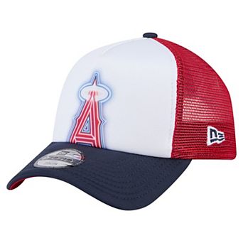 Toddler New Era White/Navy Los Angeles Angels Painted A-Frame 9FORTY Trucker Adjustable Hat