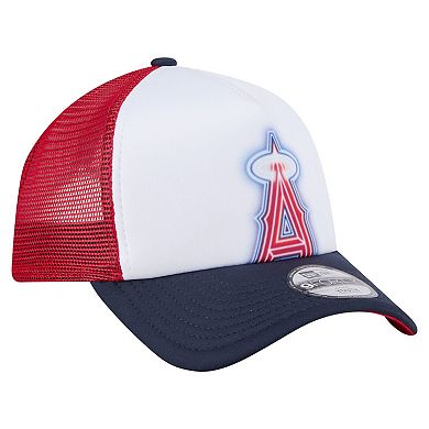 Toddler New Era White/Navy Los Angeles Angels Painted A-Frame 9FORTY Trucker Adjustable Hat