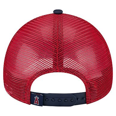 Toddler New Era White/Navy Los Angeles Angels Painted A-Frame 9FORTY Trucker Adjustable Hat