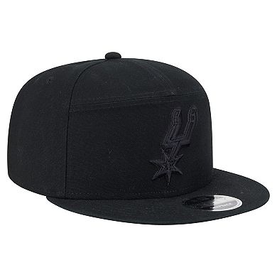 Men's New Era Black San Antonio Spurs Adventure Canvas Split Panel 9FIFTY Snapback Hat