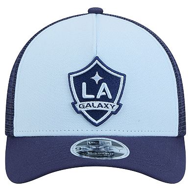 Men's New Era Light Blue LA Galaxy Color Pack 9FORTY A-Frame Adjustable Trucker Hat