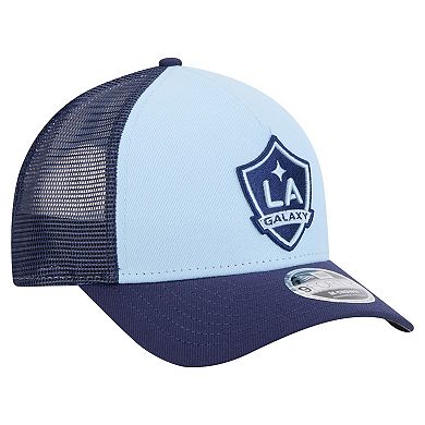 Men's New Era Light Blue LA Galaxy Color Pack 9FORTY A-Frame Adjustable Trucker Hat
