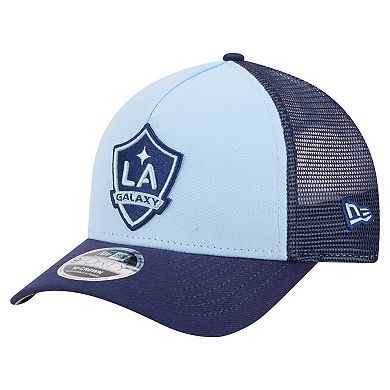 Men's New Era Light Blue LA Galaxy Color Pack 9FORTY A-Frame Adjustable Trucker Hat